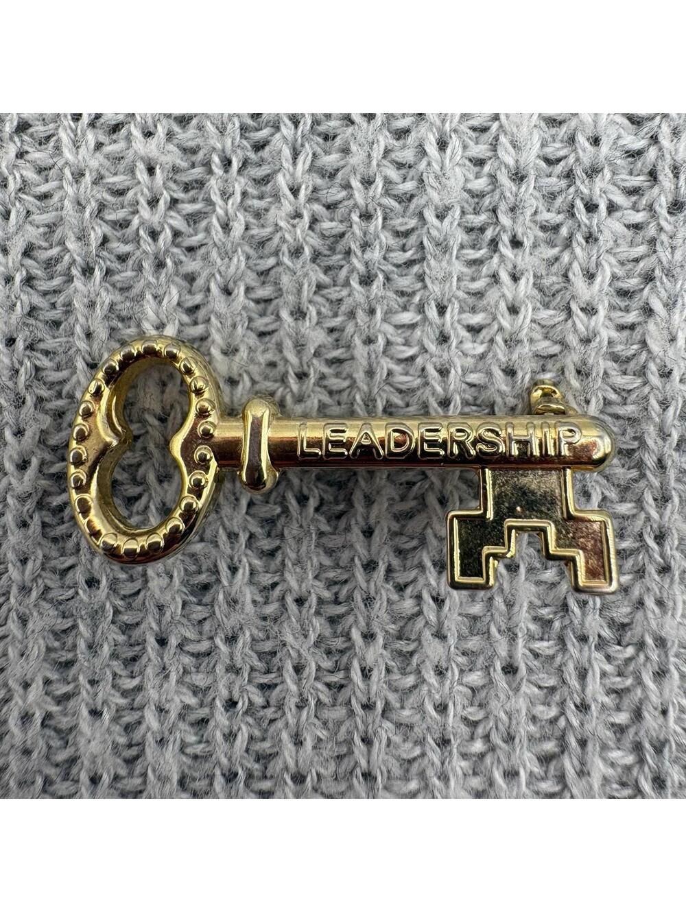 Vintage Gold Tone Key Brooch “Leadership” Pin